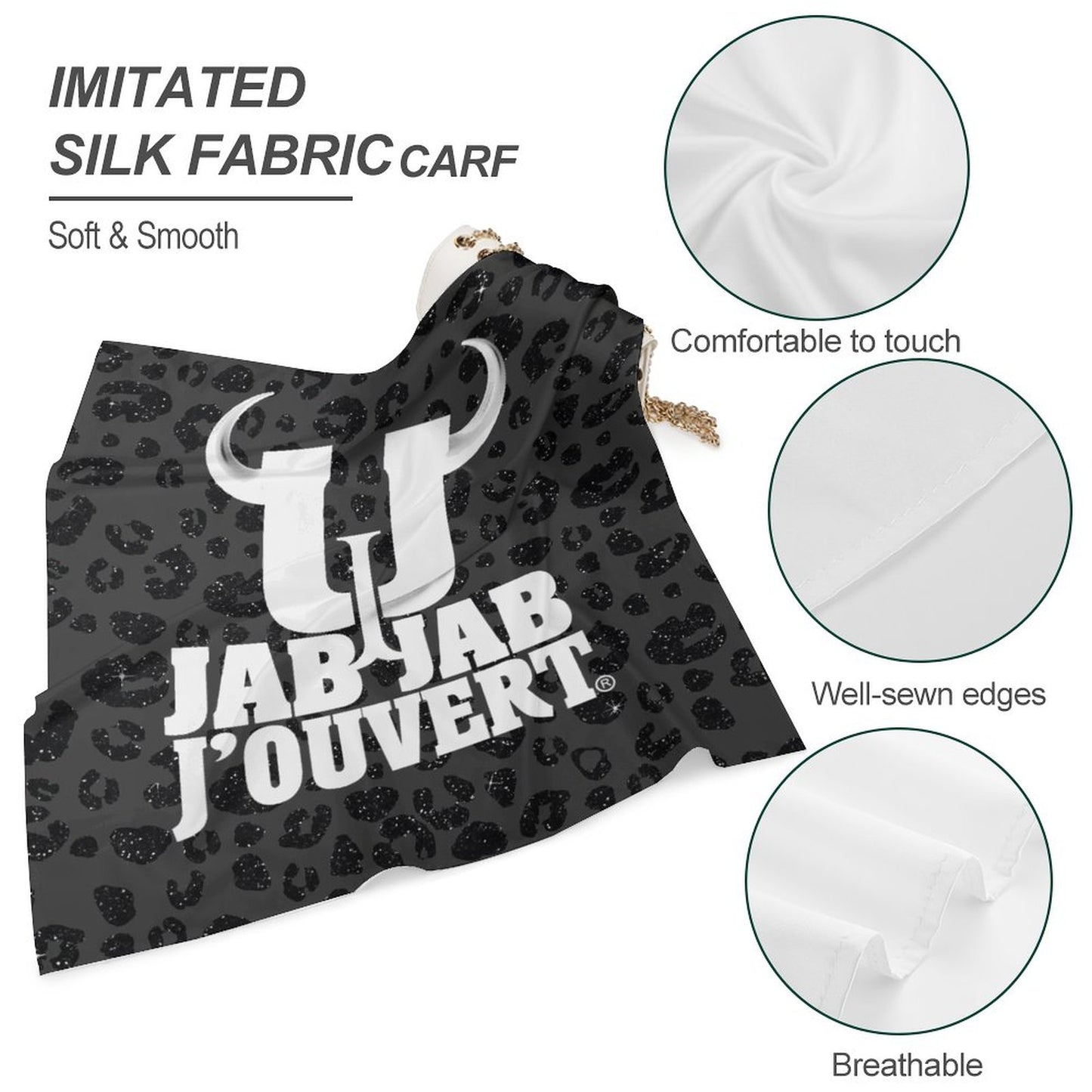 Jab Jab J' Ouvert Square Silk-Like Scarves Black
