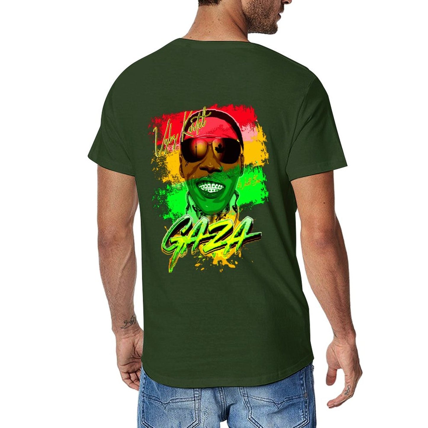 Vybz Kartel Gaza Reggae Men's Tee with Back Print Design