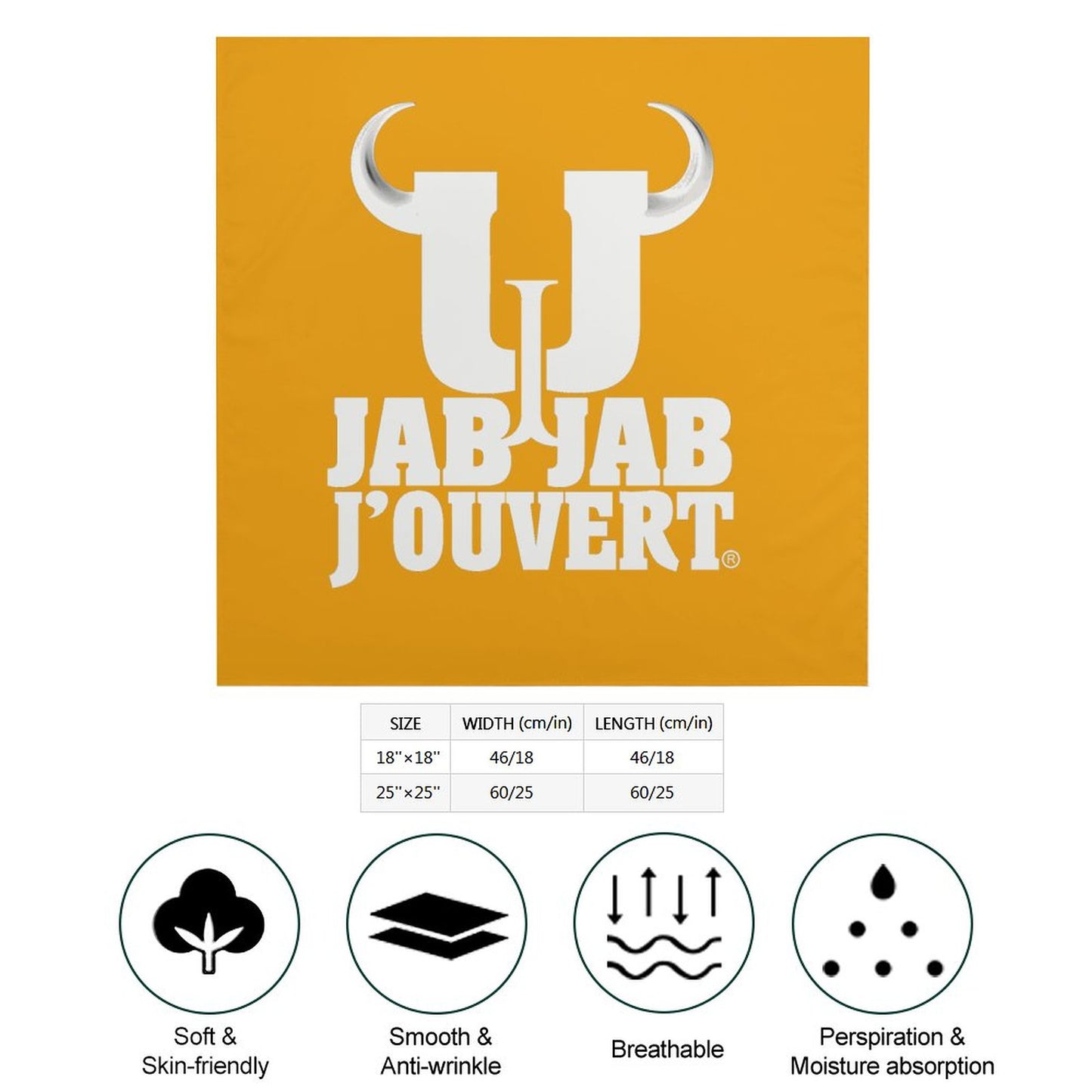 Jab Jab J' Ouvert Square Silk-Like Scarves Yellow