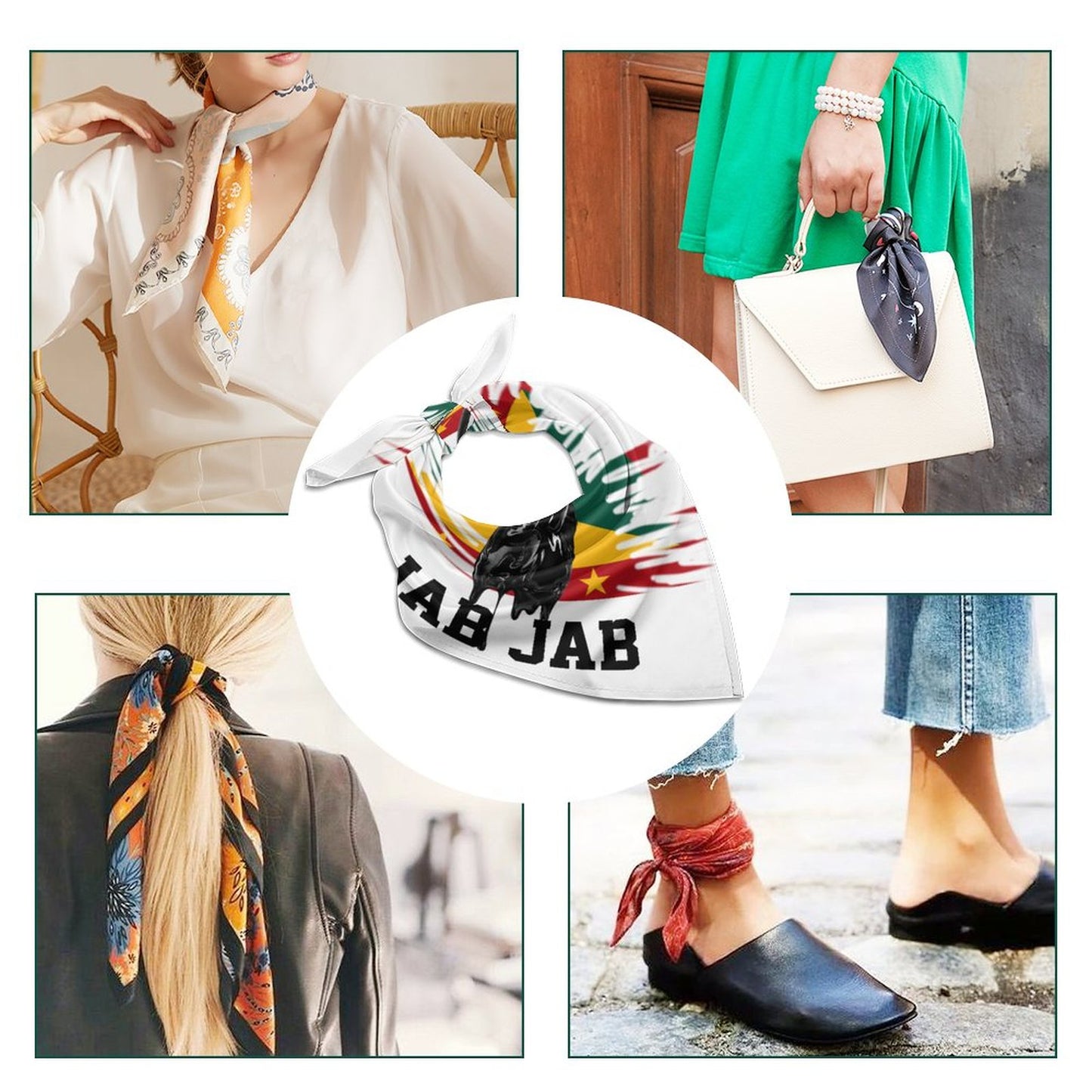 Jab Jab Square Silk-Like Scarves