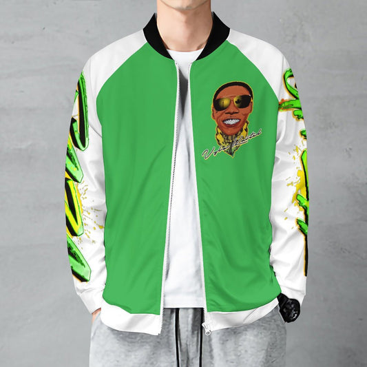 Vybz Kartel White / Green Men's Custom Zip-up Shirt