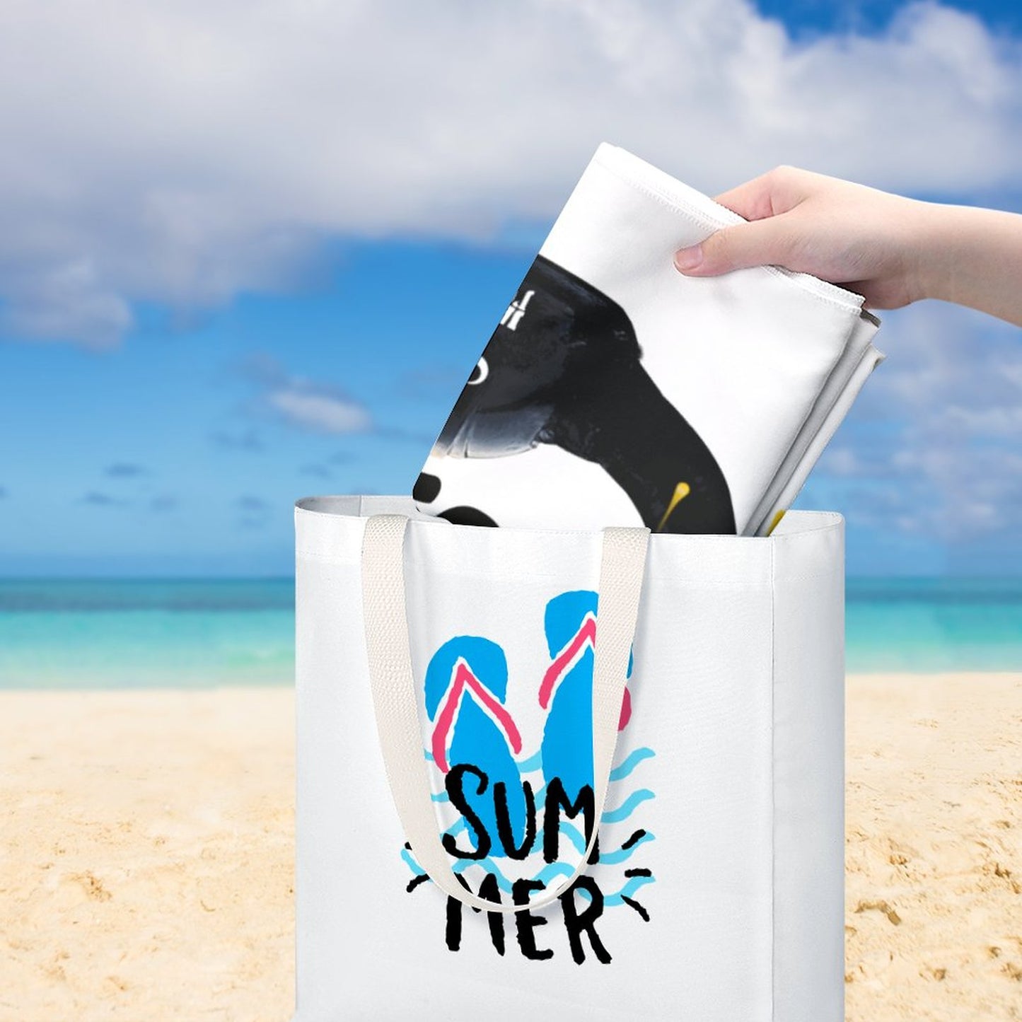 Take Jab White Beach Towel