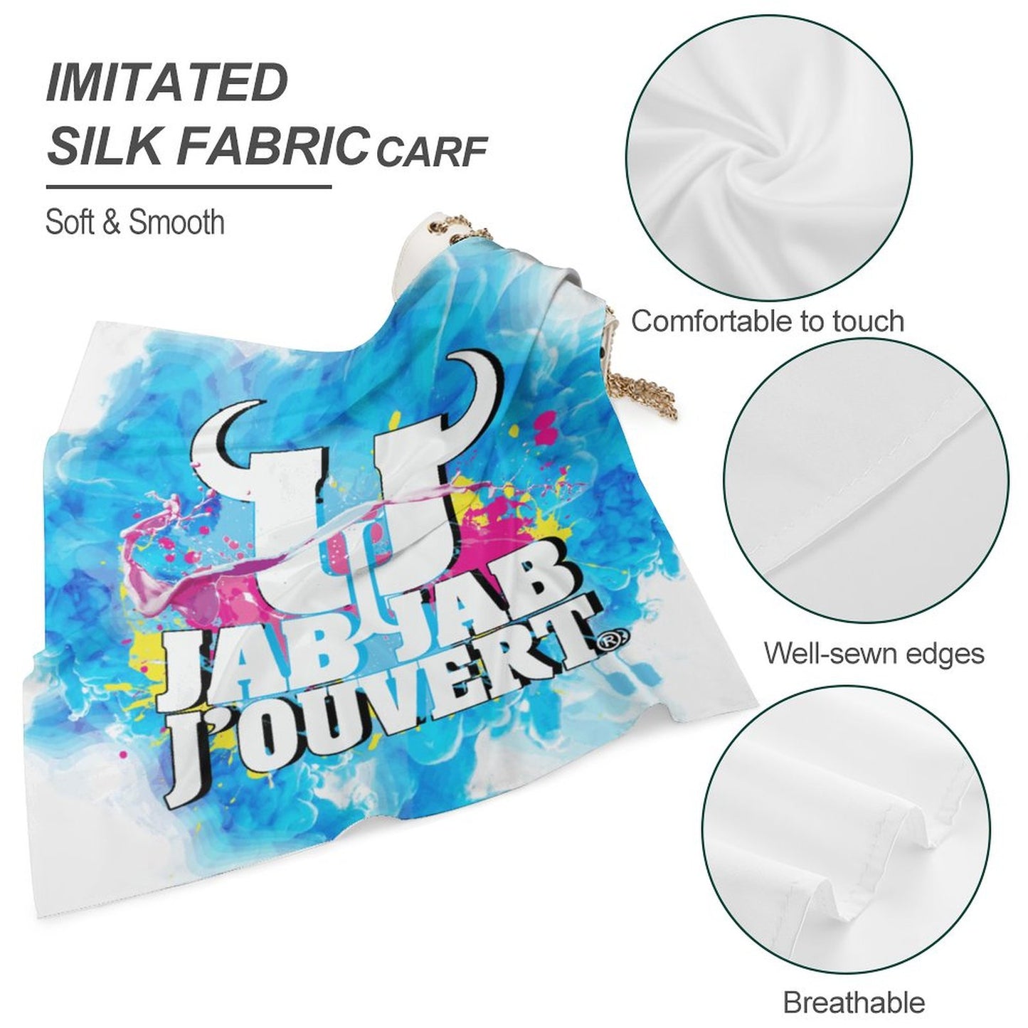 Jab Jab J' Ouvert Square Silk-Like Scarves Blue Spatter