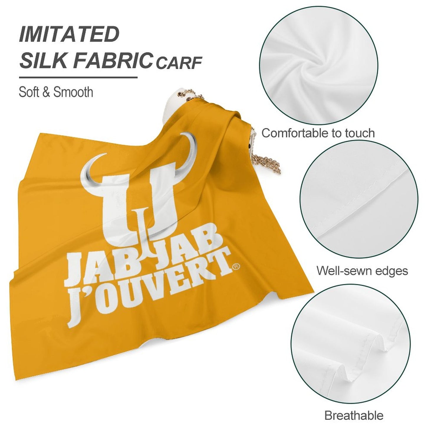 Jab Jab J' Ouvert Square Silk-Like Scarves Yellow