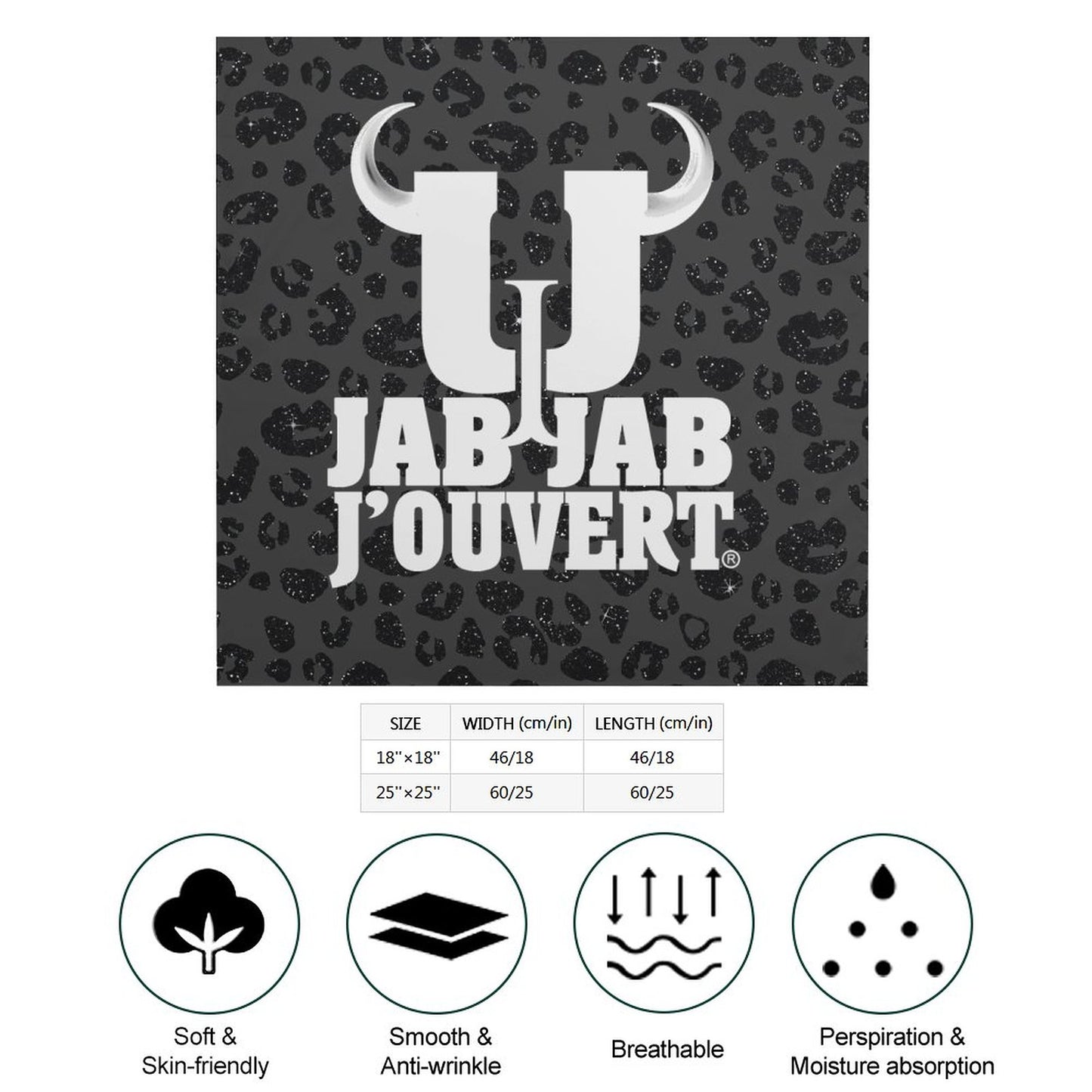 Jab Jab J' Ouvert Square Silk-Like Scarves Black