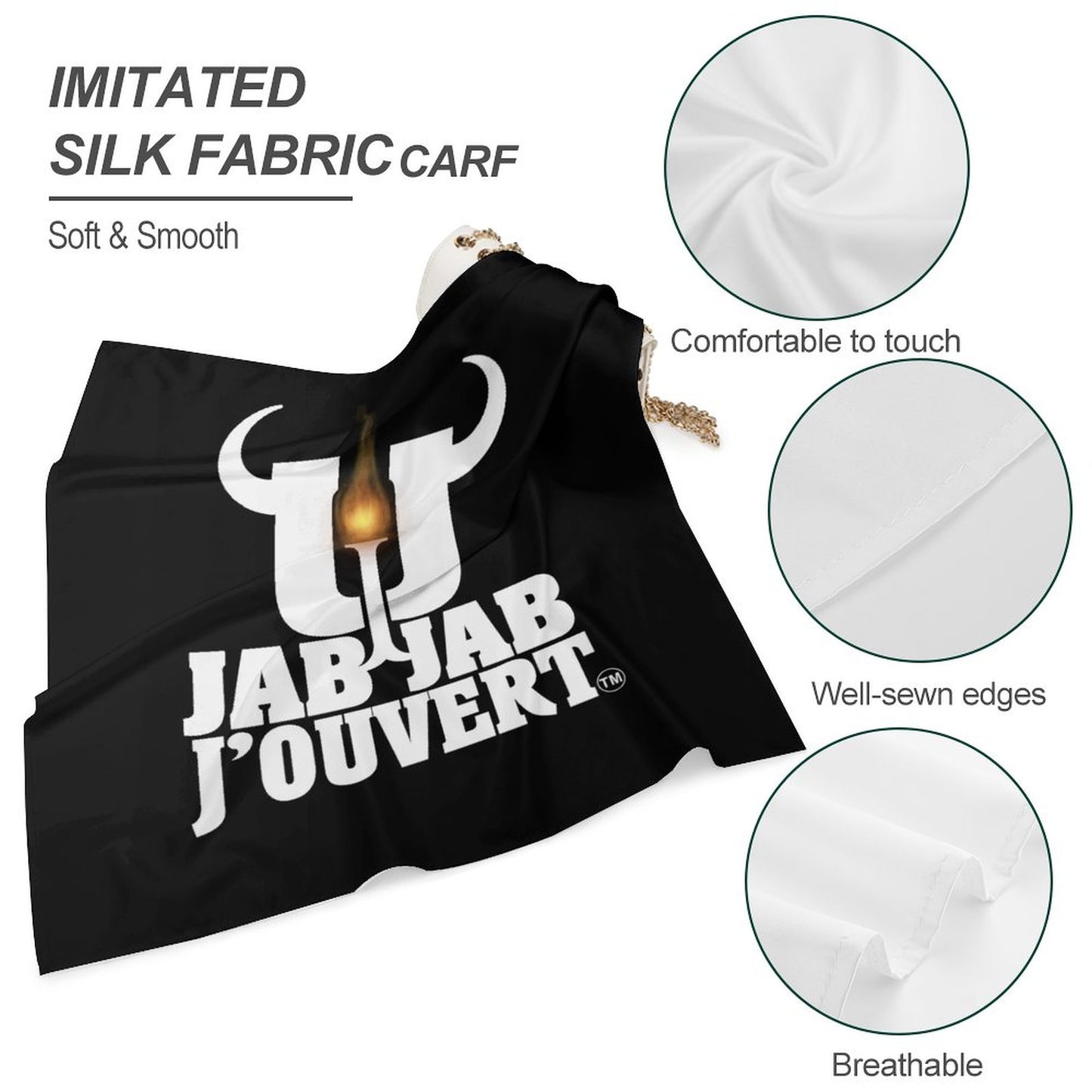 Jab Jab J' Ouvert Square Silk-Like Scarves Black