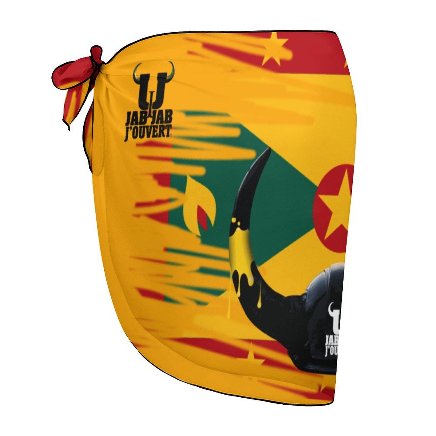 Grenada Yellow Jab Jab Horns Beach Wrap Skirt
