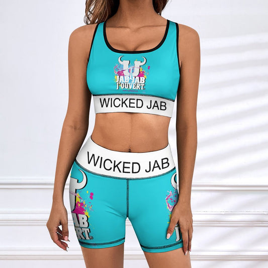 Wicked Jab Blue 2 Piece Workout Yoga Set