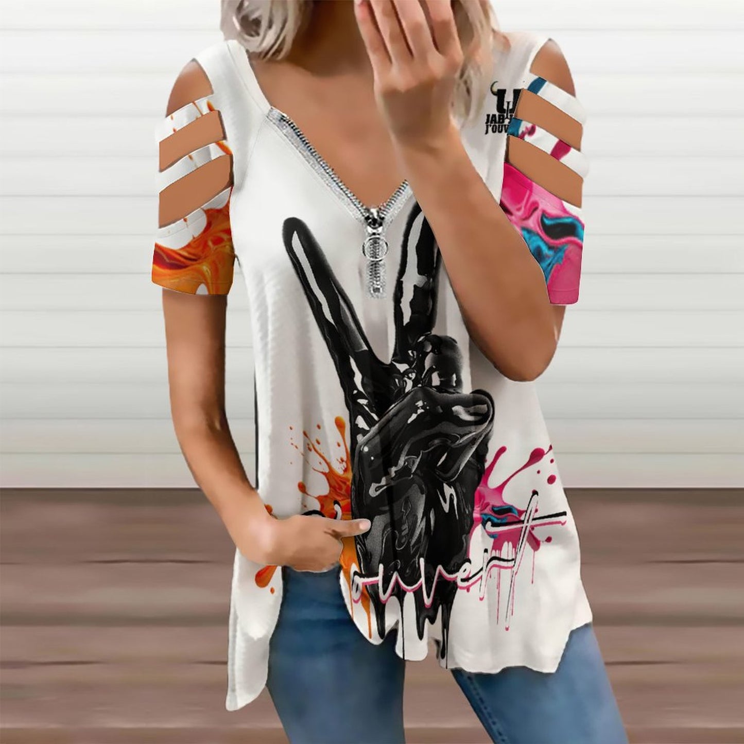 Jab Jab J'Ouvert Peace Zipper T-Shirts