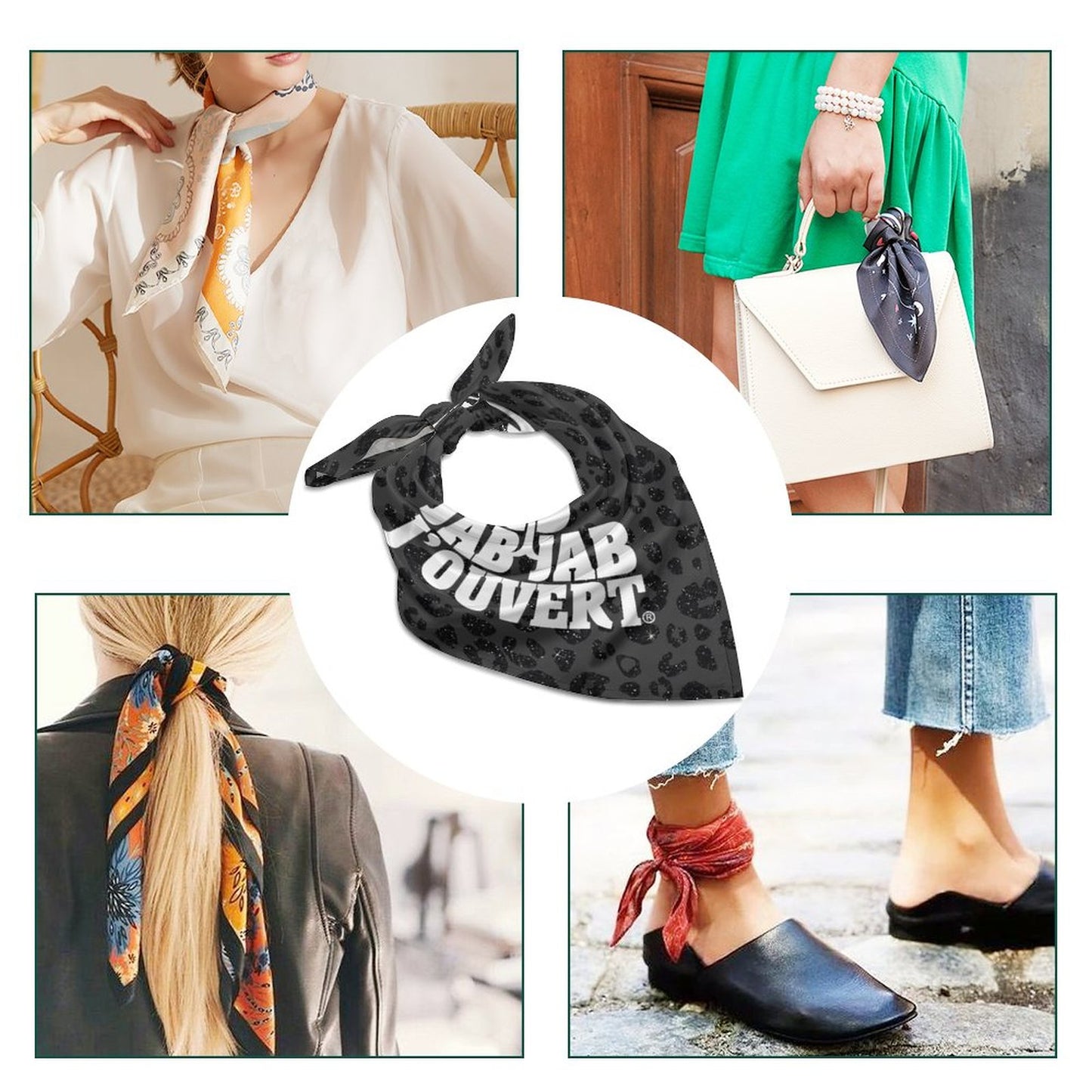Jab Jab J' Ouvert Square Silk-Like Scarves Black