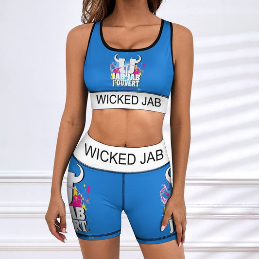 Wicked Jab Blue / White 2 Piece Workout Yoga Set