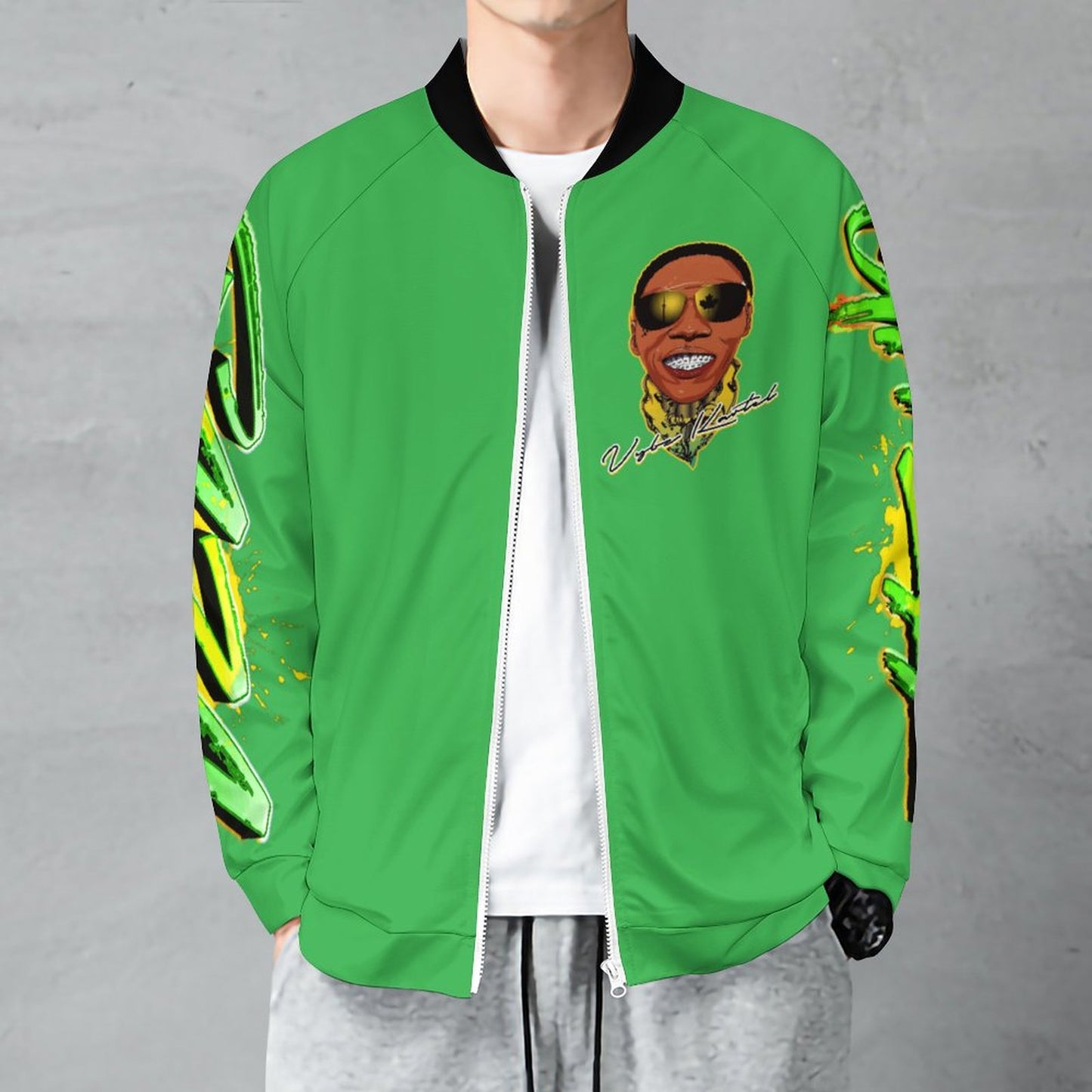 Vybz Kartel Men's Green Zip-up Shirt
