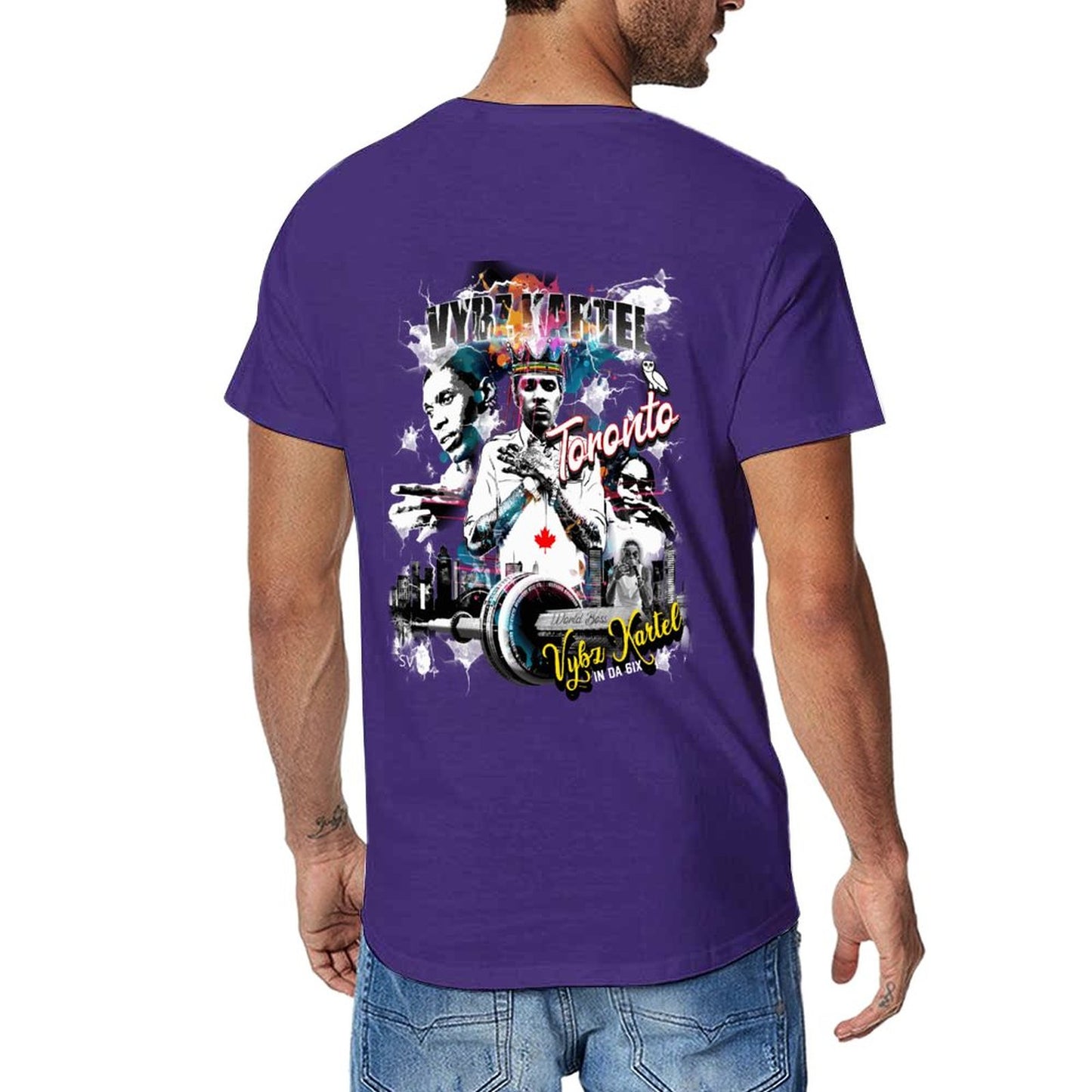 Vybz Kartel Toronto 416 Men Tees with Back Print Designs