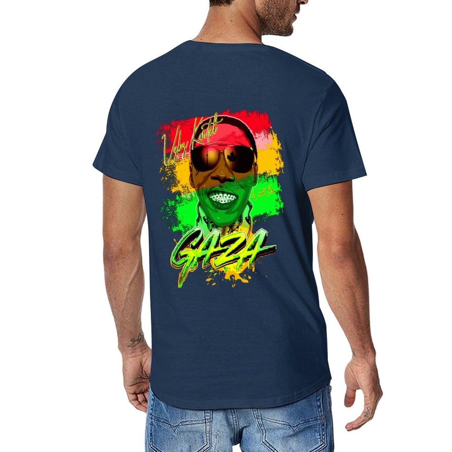 Vybz Kartel Gaza Reggae Men's Tee with Back Print Design