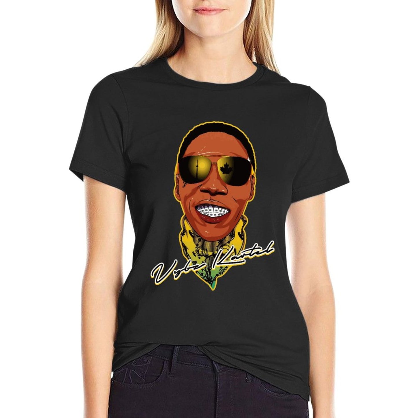 Vybz Kartel - Short Sleeve Cotton Crewneck T-Shirt for Men and Women (Front Print)