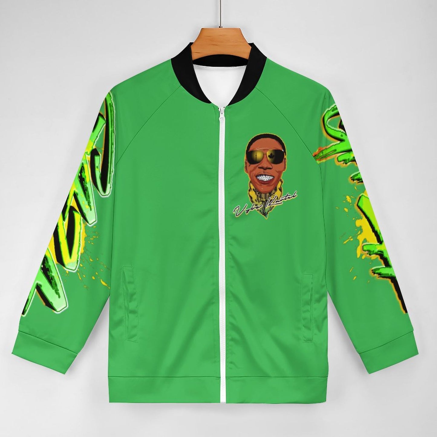 Vybz Kartel Men's Green Zip-up Shirt