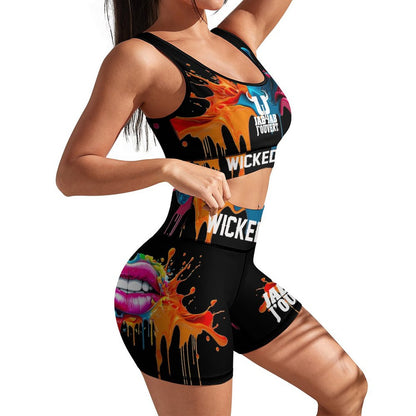 Wicked Jab Splatter 2 Piece Workout Yoga Set