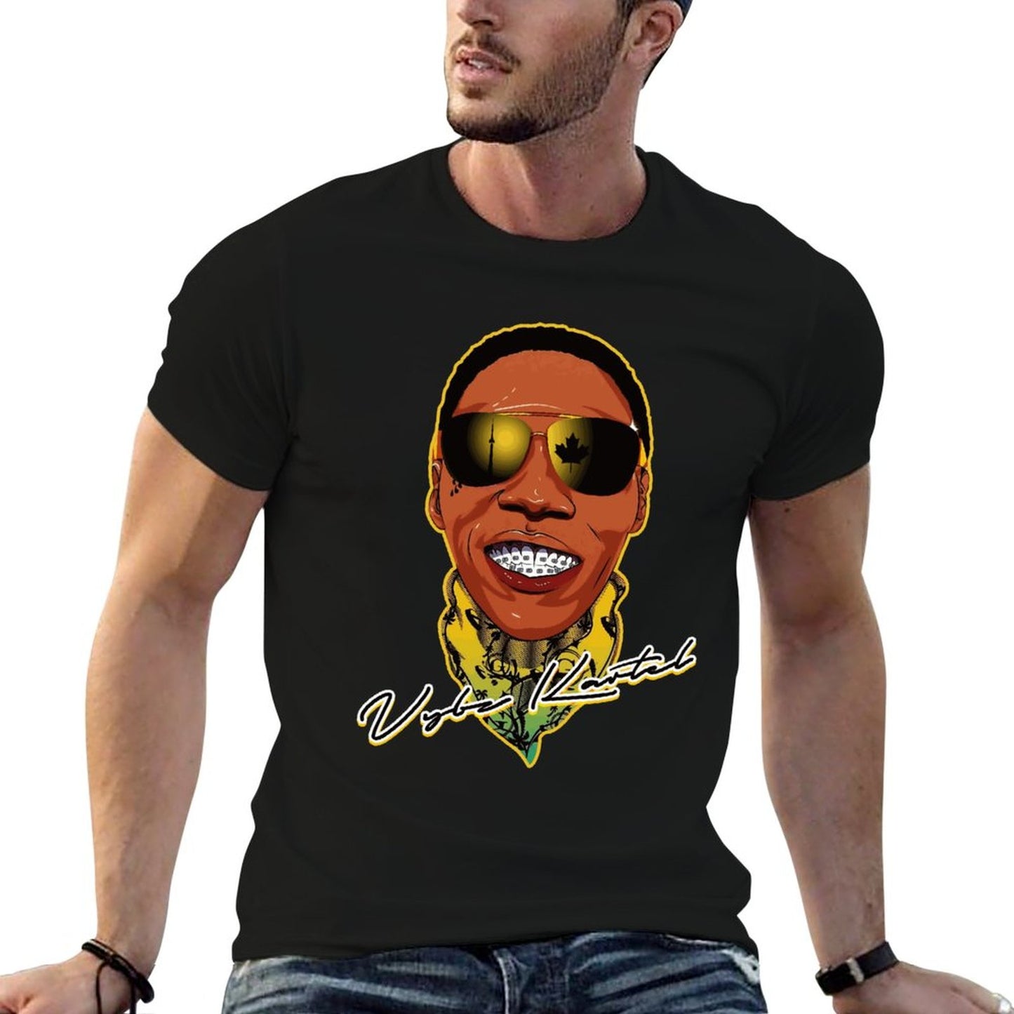 Vybz Kartel - Short Sleeve Cotton Crewneck T-Shirt for Men and Women (Front Print)
