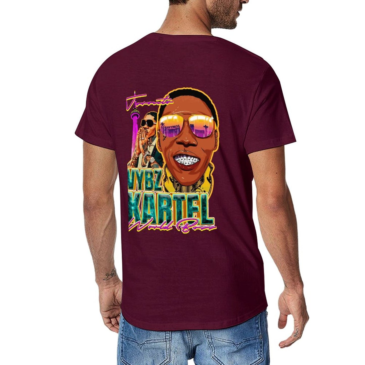Vybz Kartel Toronto Men's Tee with Back Print Design