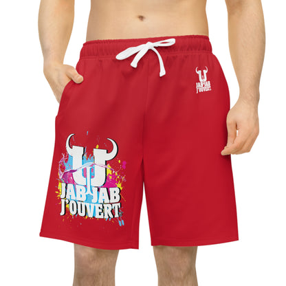 Red Jab Jab J'Ouvert Athletic Long Shorts