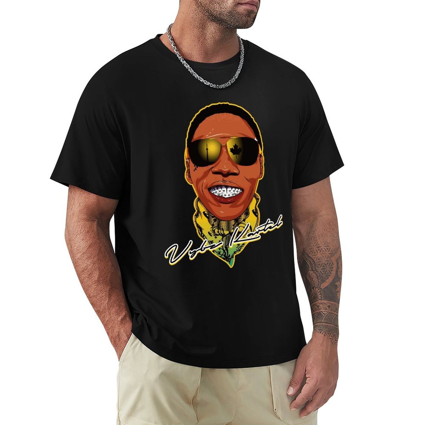 Vybz Kartel Bandana Men's T-Shirt Tees Front Print Design