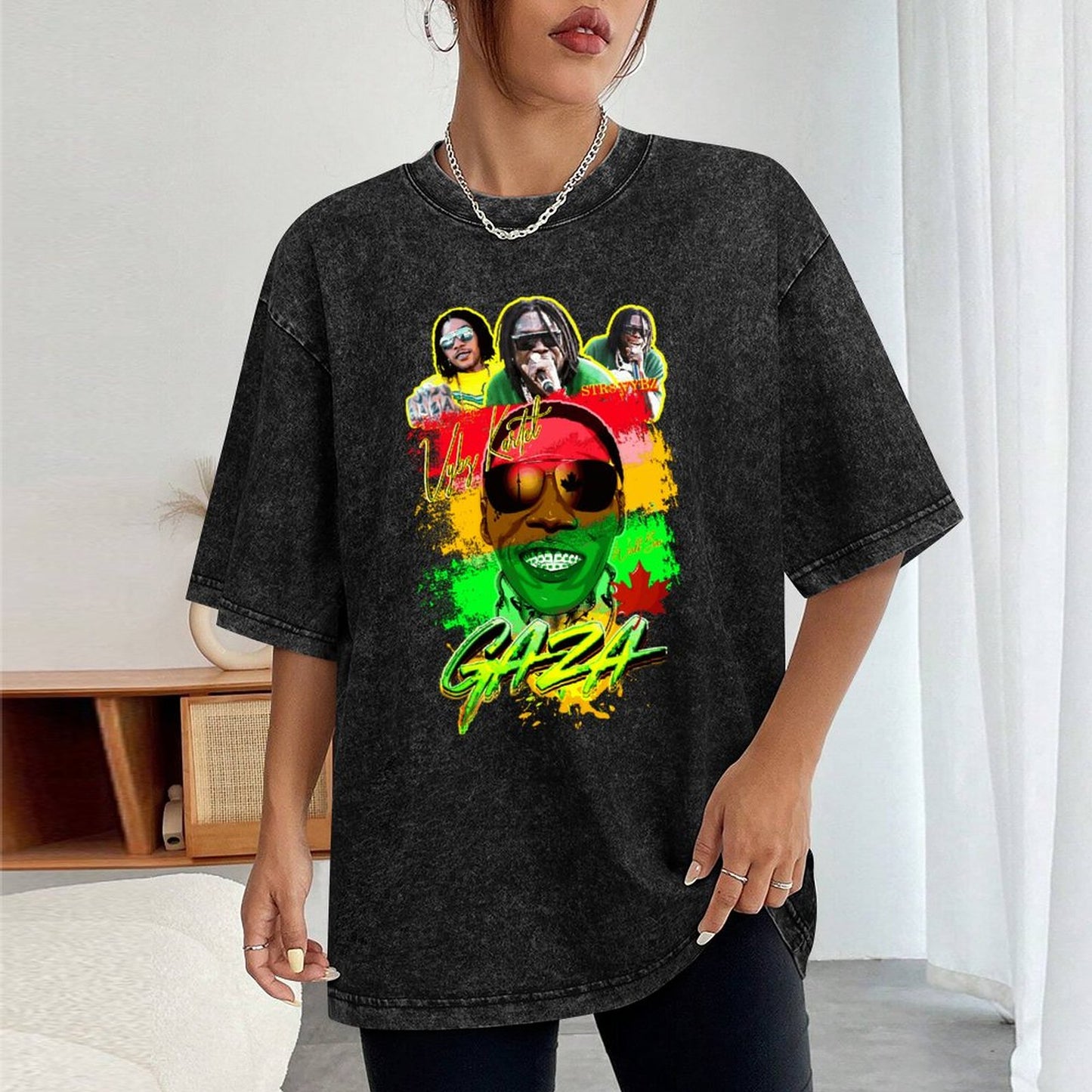 Vybz Kartel  Reggae Gaza Women's Washed Vintage T-Shirt