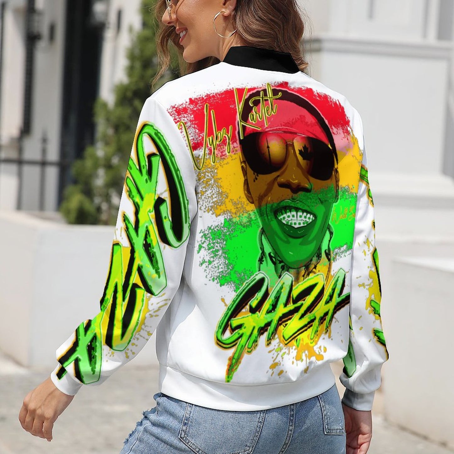 Vybz Kartel Women's Zipper Jacket White