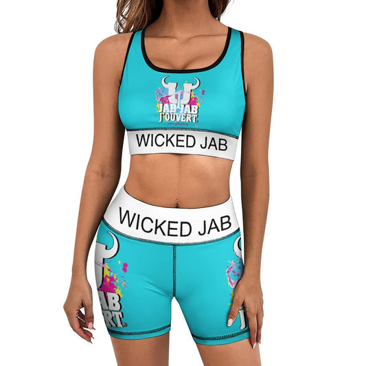 Wicked Jab Blue 2 Piece Workout Yoga Set