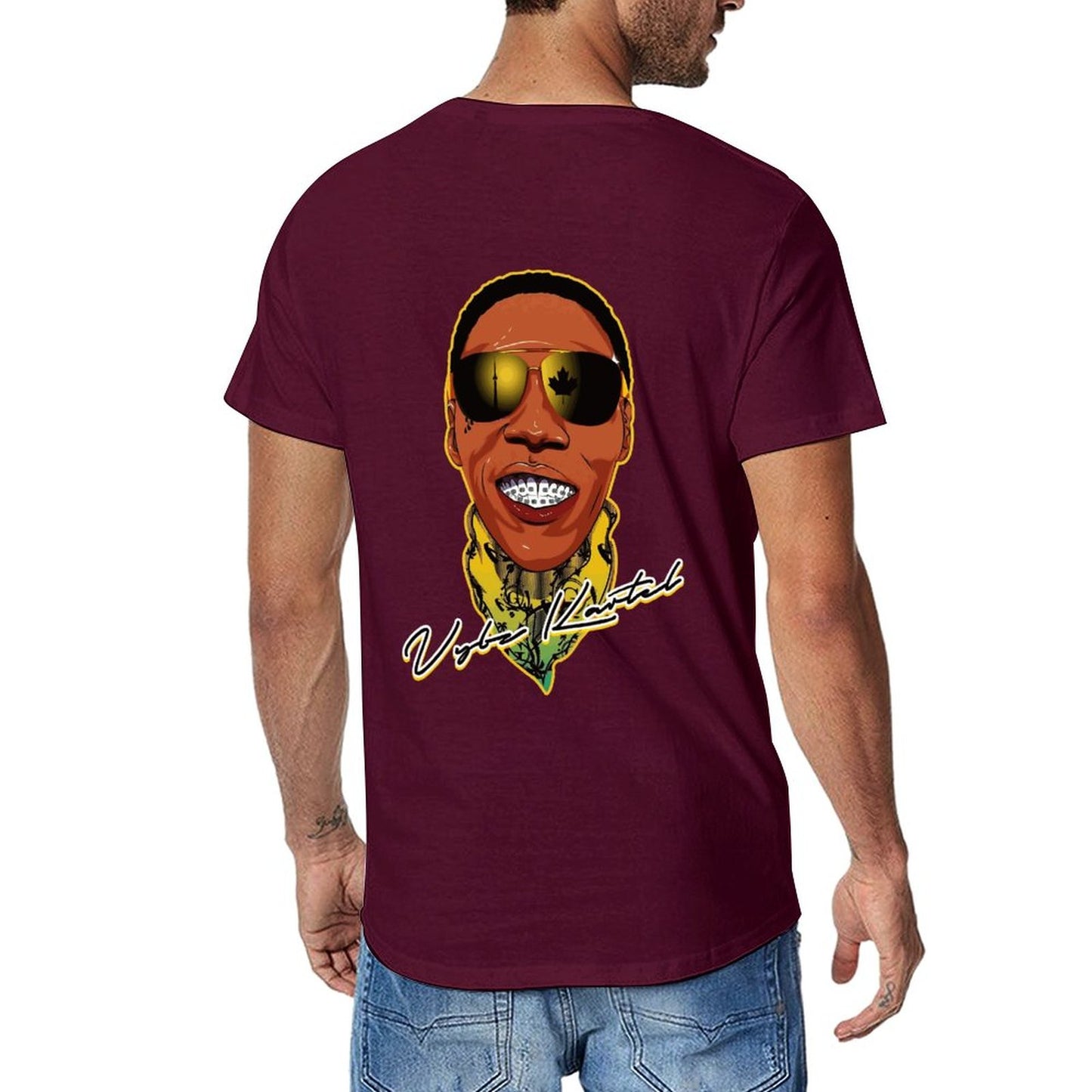 Vybz Kartel Men's Tee with Back Print Designs
