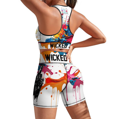 Wicked Jab White Splatter 2 Piece Workout Yoga Set