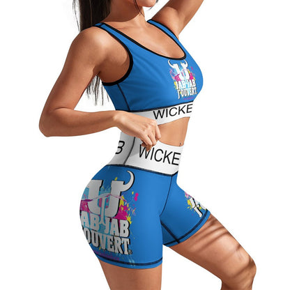 Wicked Jab Blue / White 2 Piece Workout Yoga Set