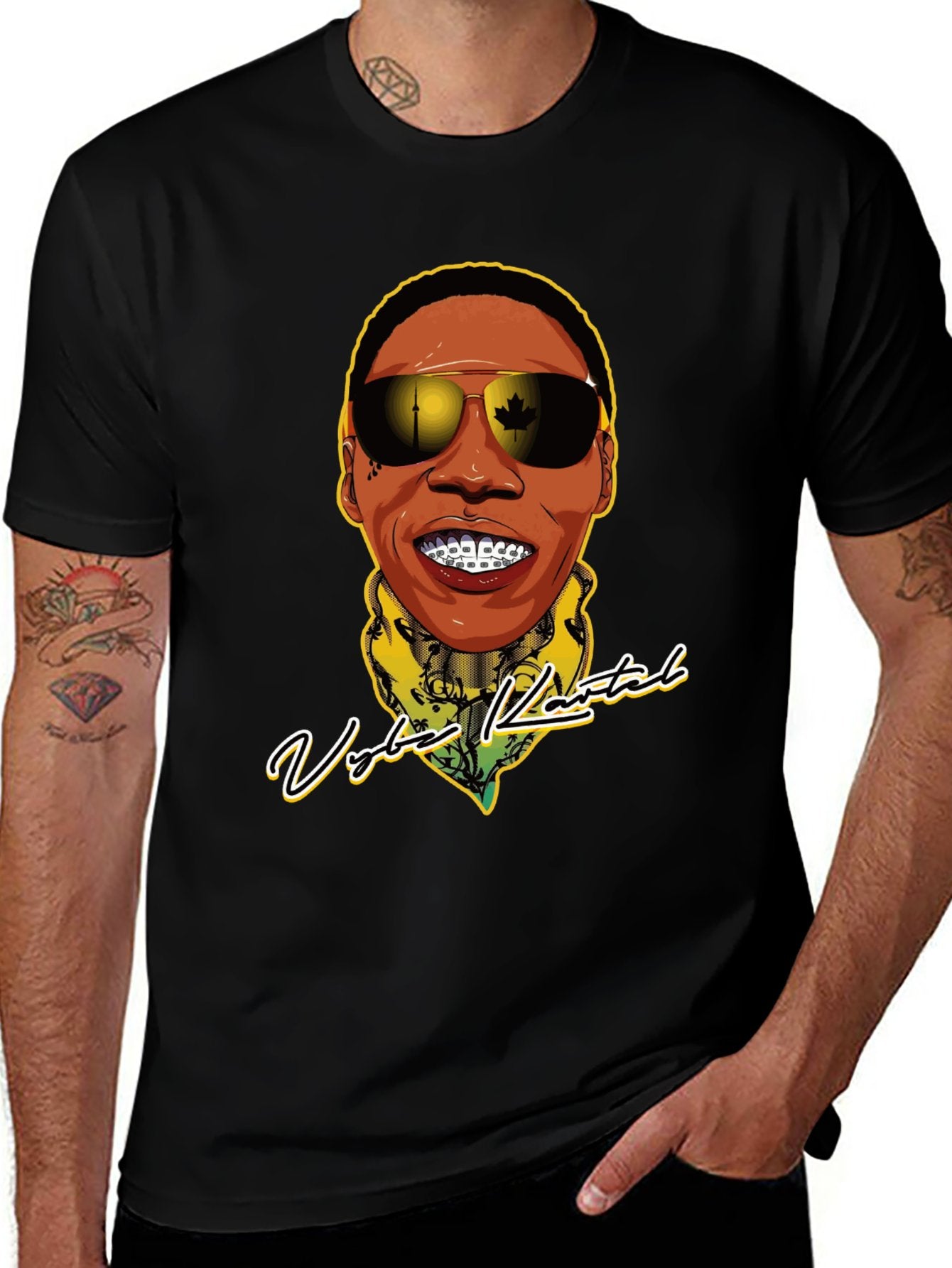 Vybz Kartel - Short Sleeve Cotton Crewneck T-Shirt for Men and Women (Front Print)