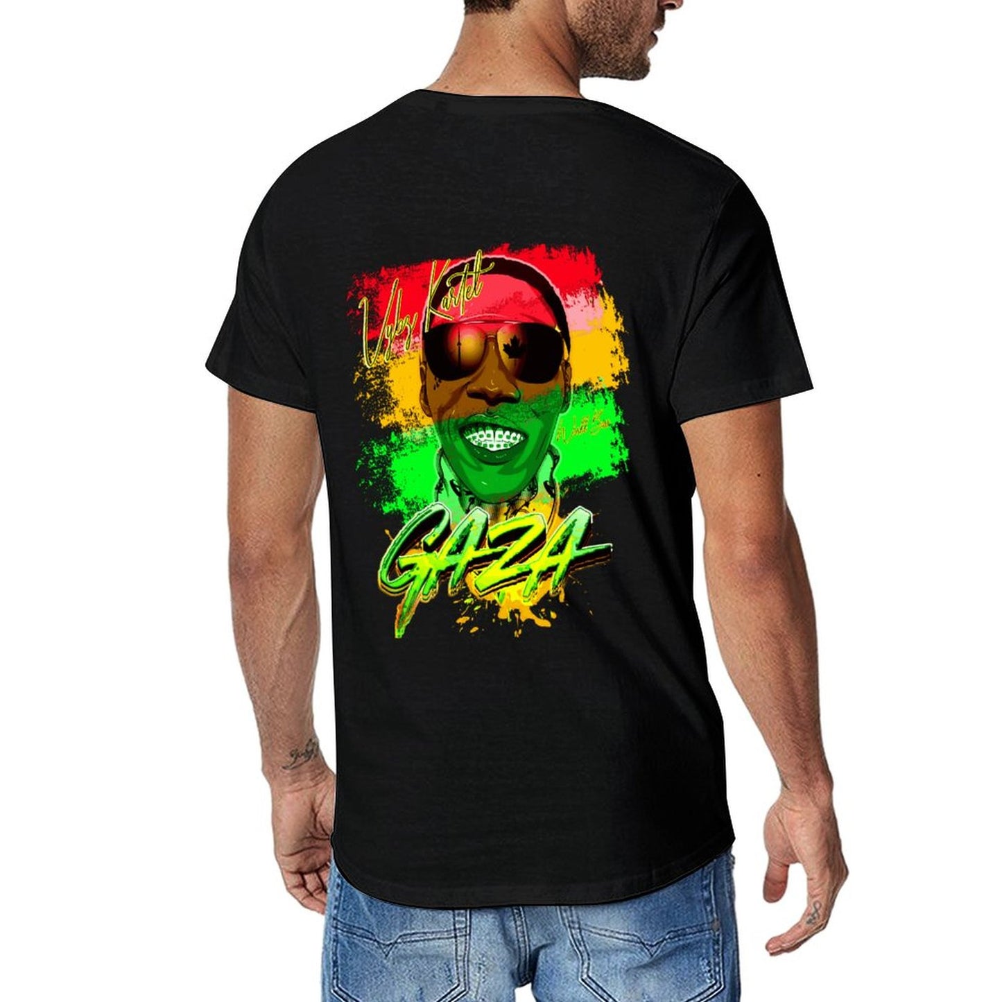 Vybz Kartel Gaza Reggae Men's Tee with Back Print Design