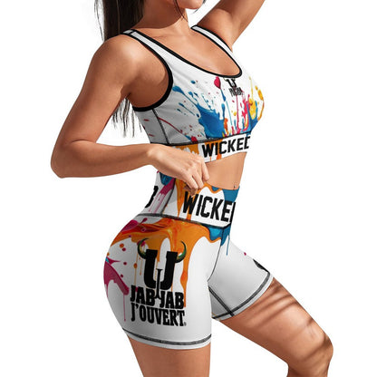 Wicked Jab White Splatter 2 Piece Workout Yoga Set