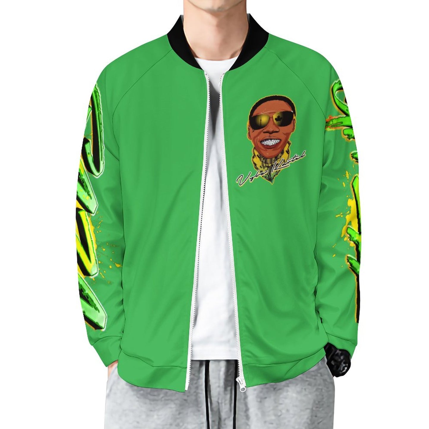 Vybz Kartel Men's Green Zip-up Shirt