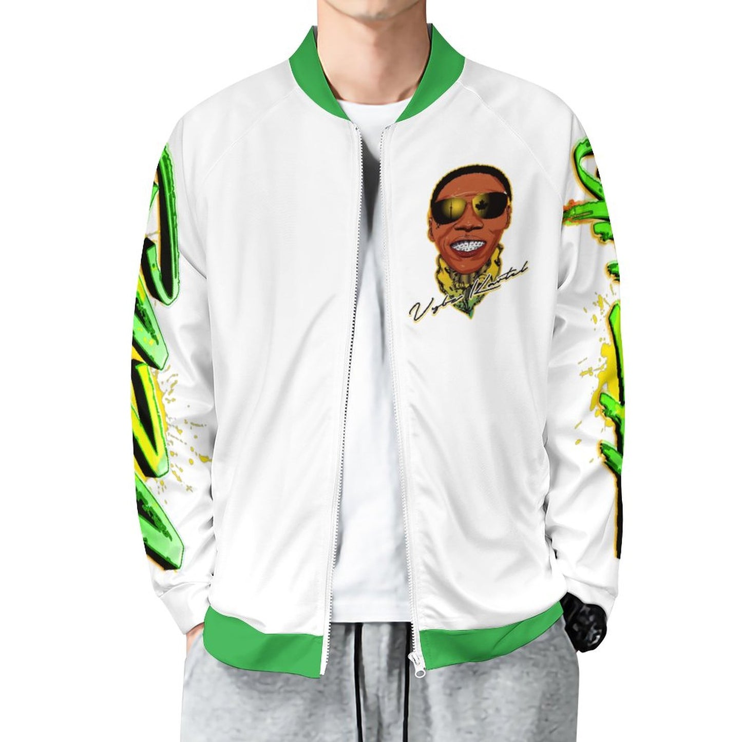 Vybz Kartel  White Men's Custom Zip-up Shirt
