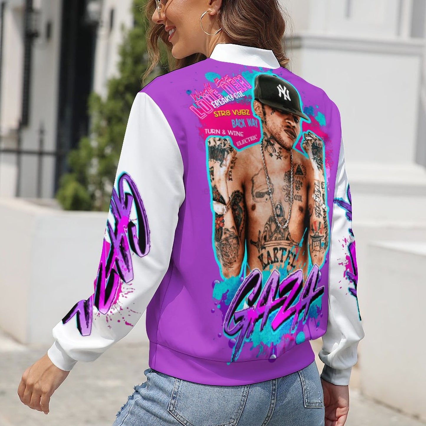 Women's Vybz Kartel Custom Purple Jacket