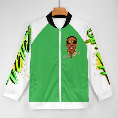 Vybz Kartel White / Green Men's Custom Zip-up Shirt