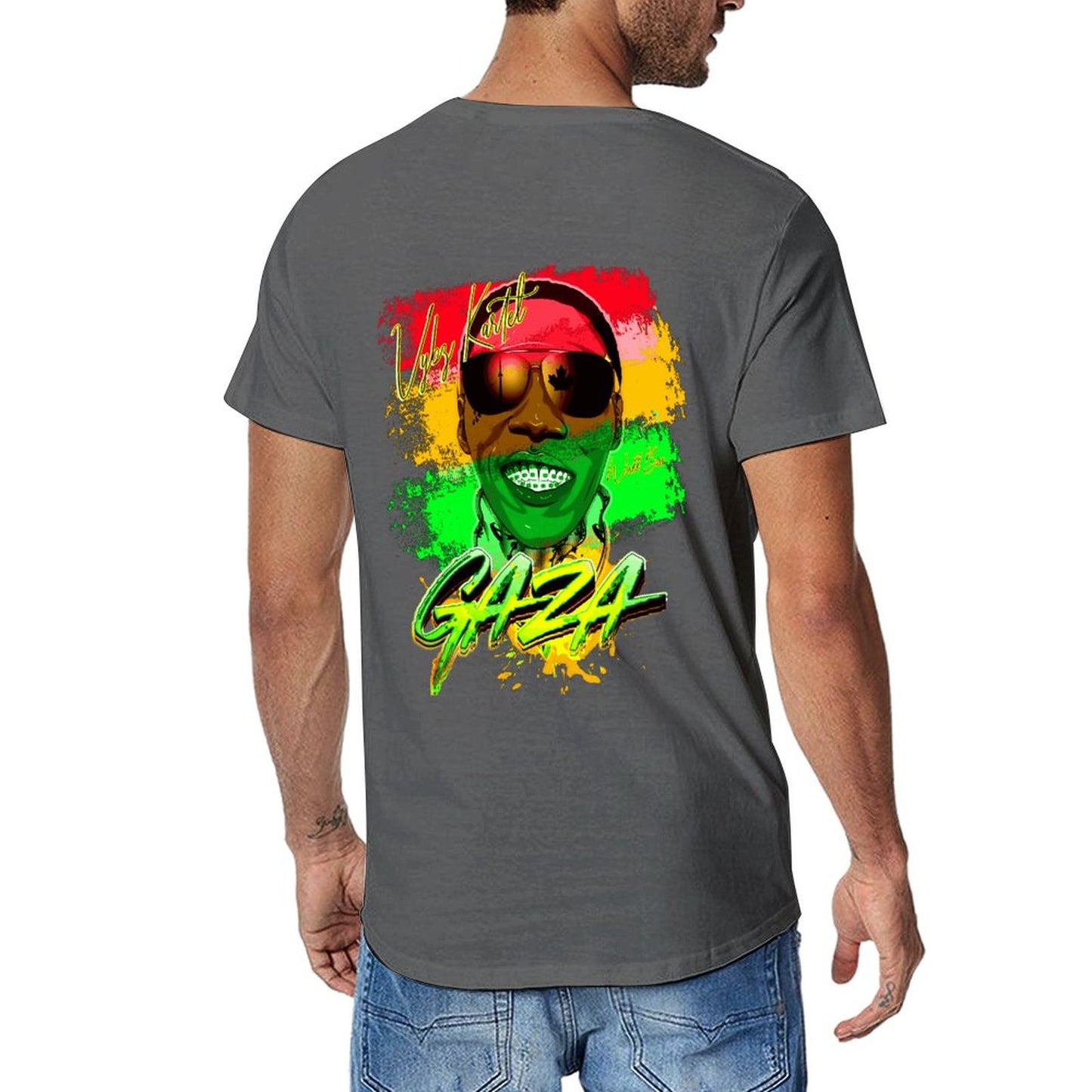 Vybz Kartel Gaza Reggae Men's Tee with Back Print Design