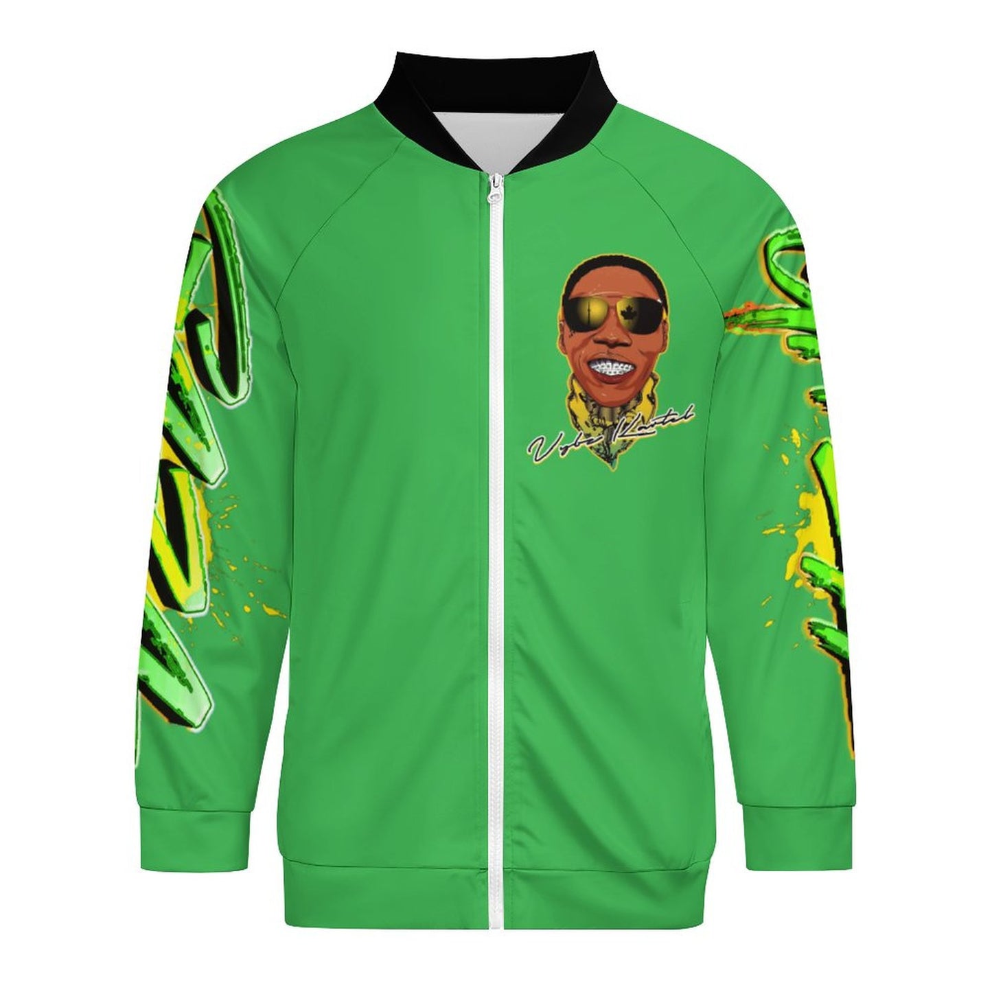 Vybz Kartel Men's Green Zip-up Shirt