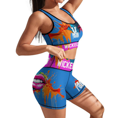 Wicked Jab Blue / Pink 2 Piece Workout Yoga Set