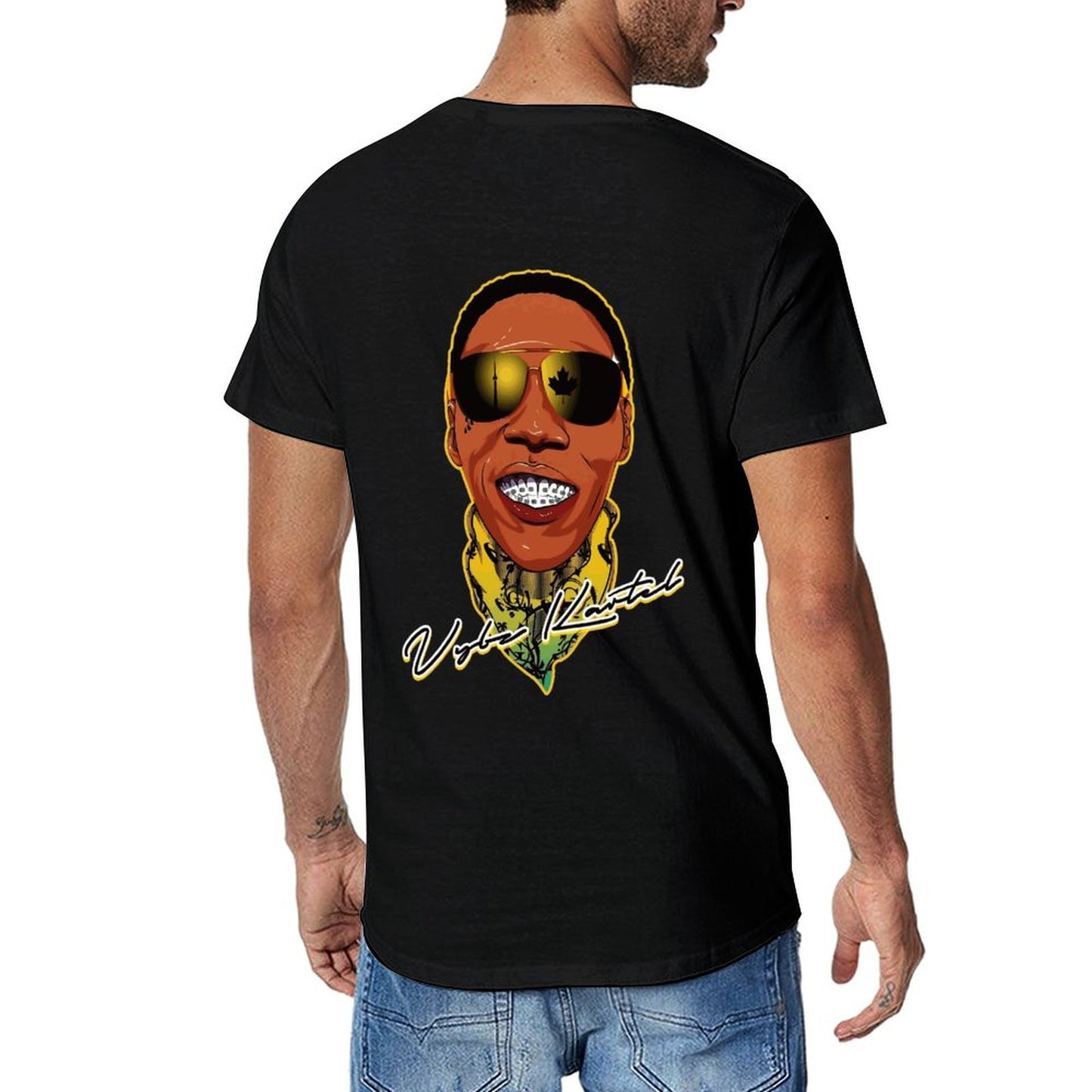 Vybz Kartel Men's Tee with Back Print Designs