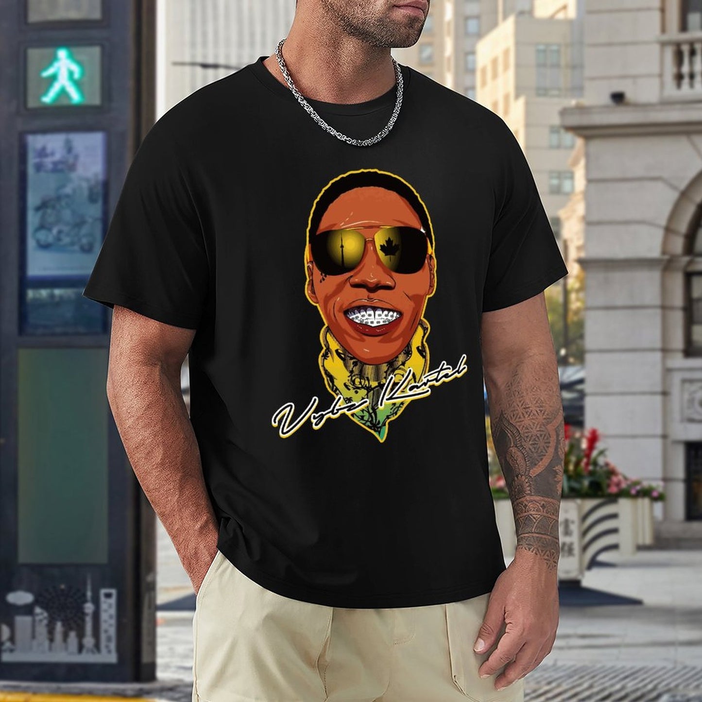 Vybz Kartel Bandana Men's T-Shirt Tees Front Print Design
