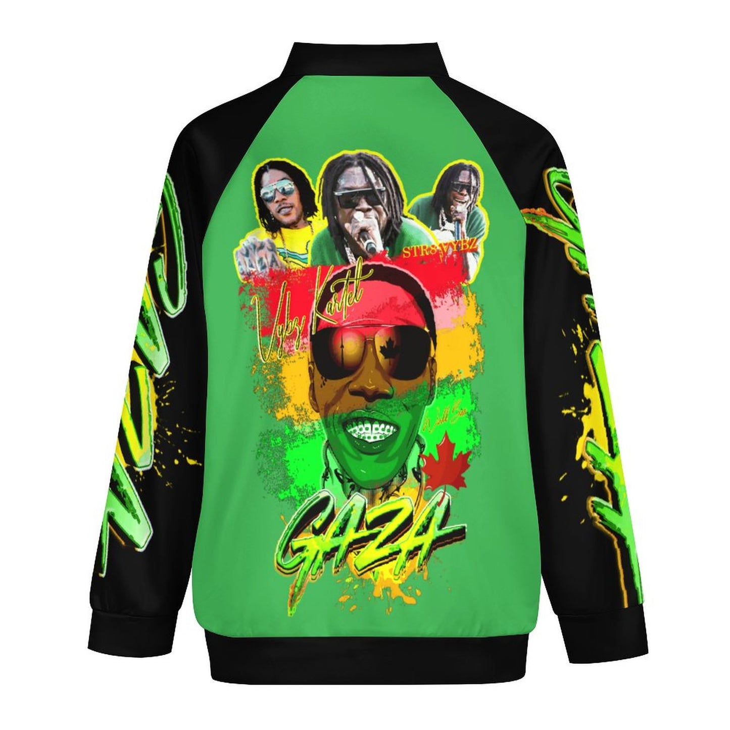 Vybz Kartel Green / Black Men's Custom Zip-up Shirt