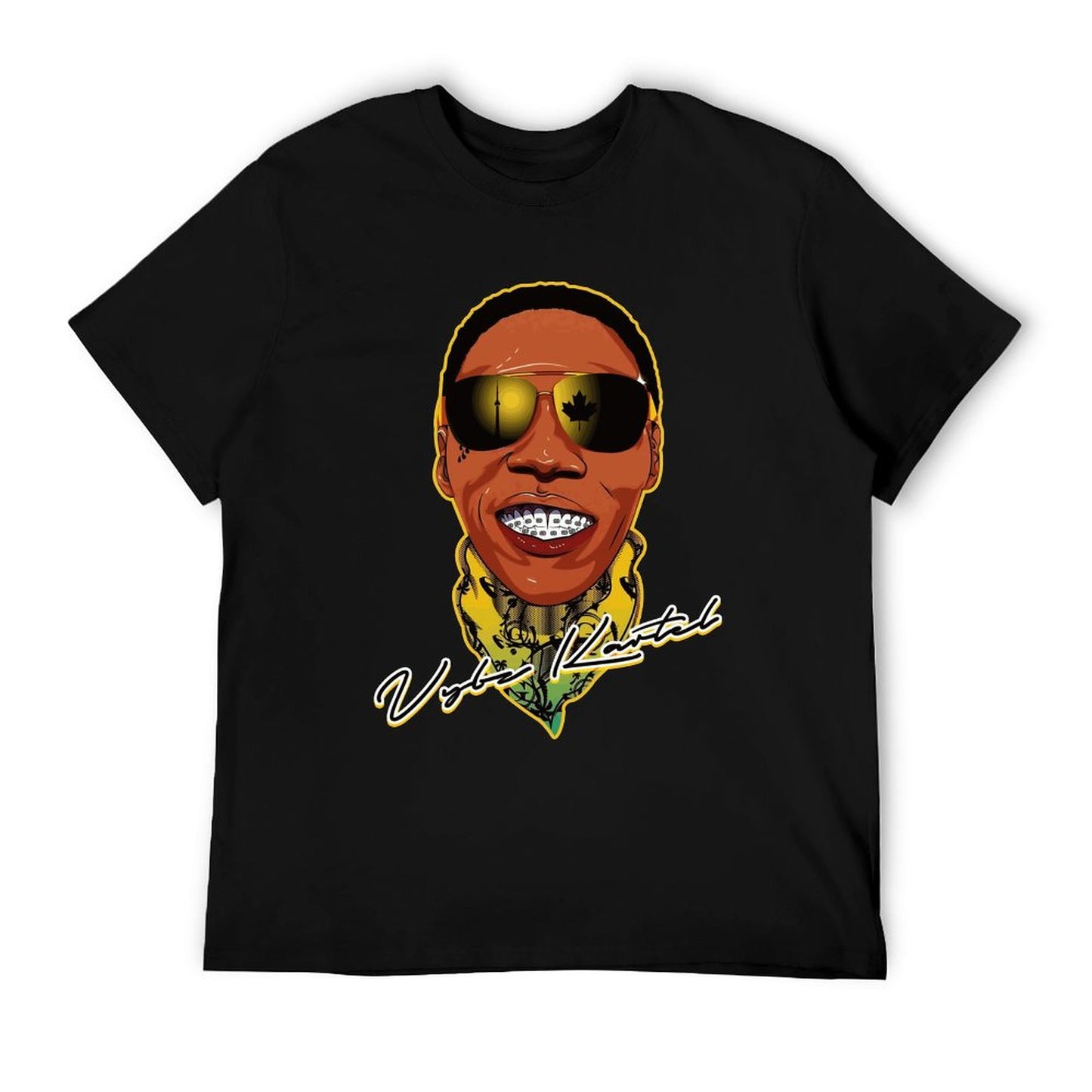 Vybz Kartel - Short Sleeve Cotton Crewneck T-Shirt for Men and Women (Front Print)
