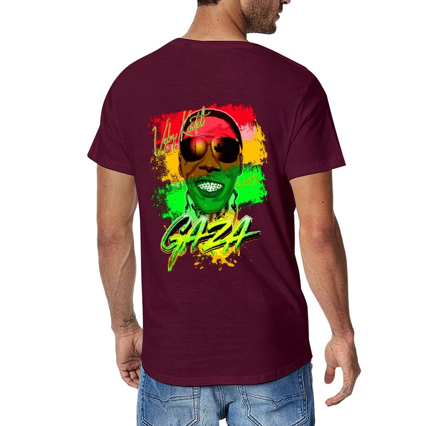 Vybz Kartel Gaza Reggae Men's Tee with Back Print Design
