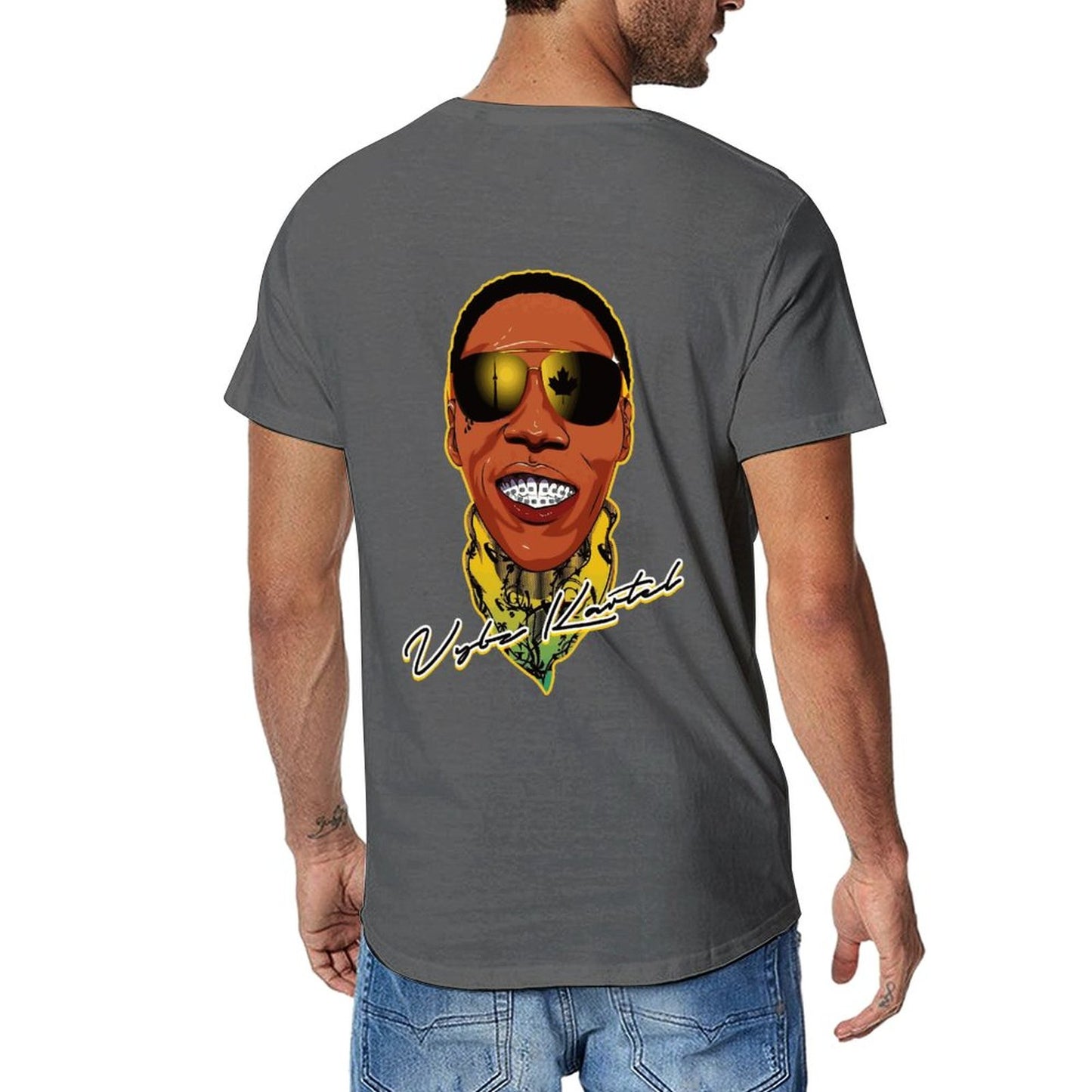 Vybz Kartel Men's Tee with Back Print Designs