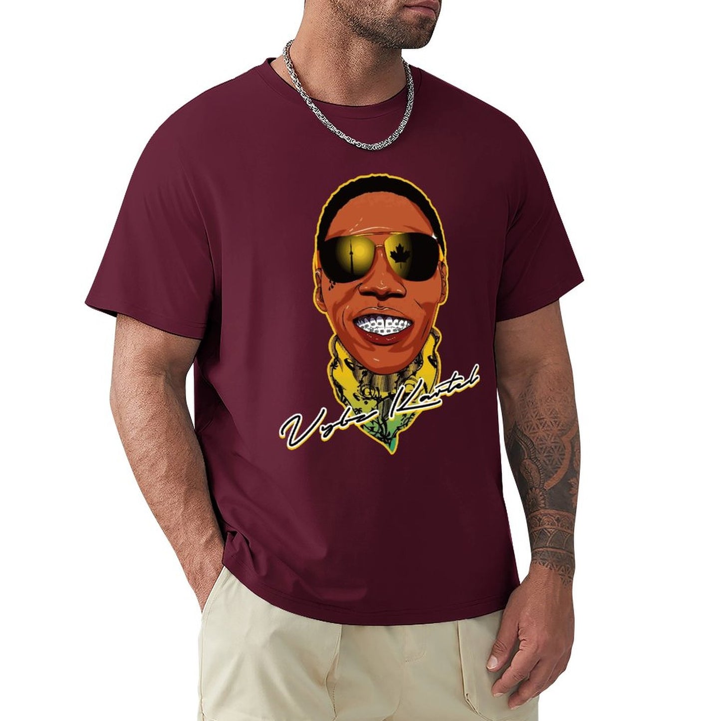 Vybz Kartel Bandana Men's T-Shirt Tees Front Print Design