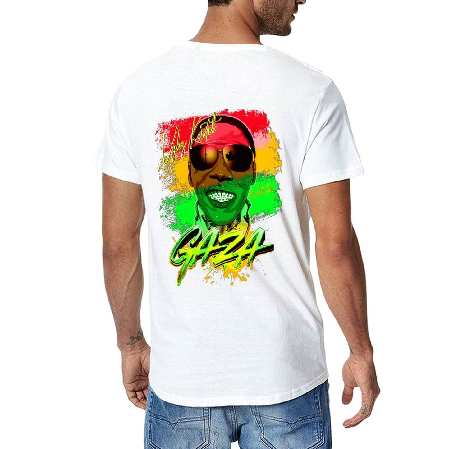 Vybz Kartel Gaza Reggae Men's Tee with Back Print Design