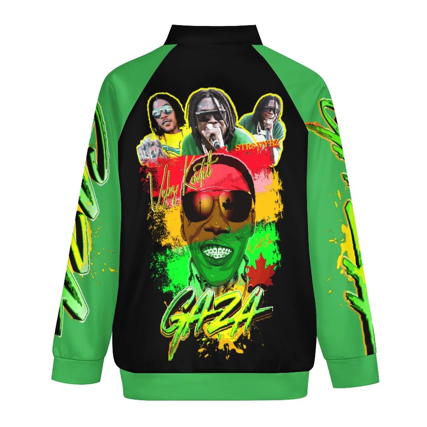 Vybz Kartel Men's Green Zip-up Shirt